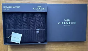 BNIB Genuine Coach Cable Cuff Beanie Hat And Scarf Boxed Set - Picture 1 of 7