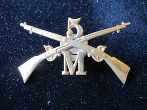 ORIGINAL SPANISH AMERICAN WAR ERA HAT BADGE / INSIGNIA 5th INFANTRY. CO. M - Picture 1 of 2