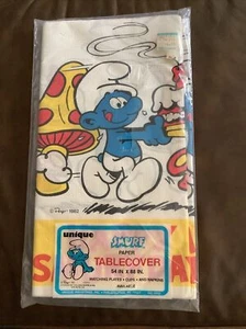 Smurf 80s Tablecloth NIP Paper Table Cover VTG NIP - Picture 1 of 5