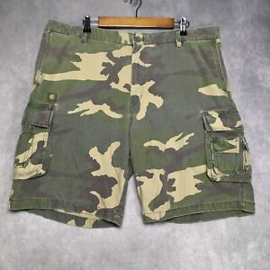 Izod Mens Camo Cargo Shorts size 40 - 42 Vintage Cotton Green Camouflage Pockets
