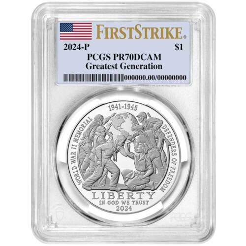 2024-P Proof $1 Greatest Generation Silver Commemorative Pcgs Pr70D.