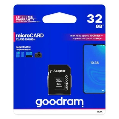 GOODRAM MICROSD HC SCHEDA MEMORIA 32GB CLASSE 10 UHS-I CON ADATTATORE SD - Immagine 1 di 2