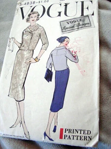 Vintage 50s VOGUE Special Design s-4838 2 pc Dress Slim Sewing Pattern XS B32 - Picture 1 of 2
