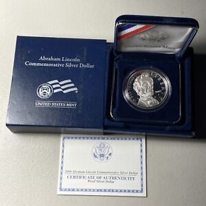 2009 P Proof $1 Abraham Lincoln Commemorative Silver Dollar Coin Box & COA