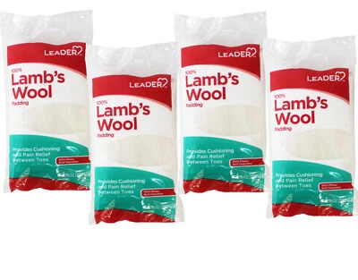 Acolchado Leader 100 % lana de cordero, proporciona amortiguación entre los dedos de los pies 3/8 oz, paquete de 4 Foto 1 de 2