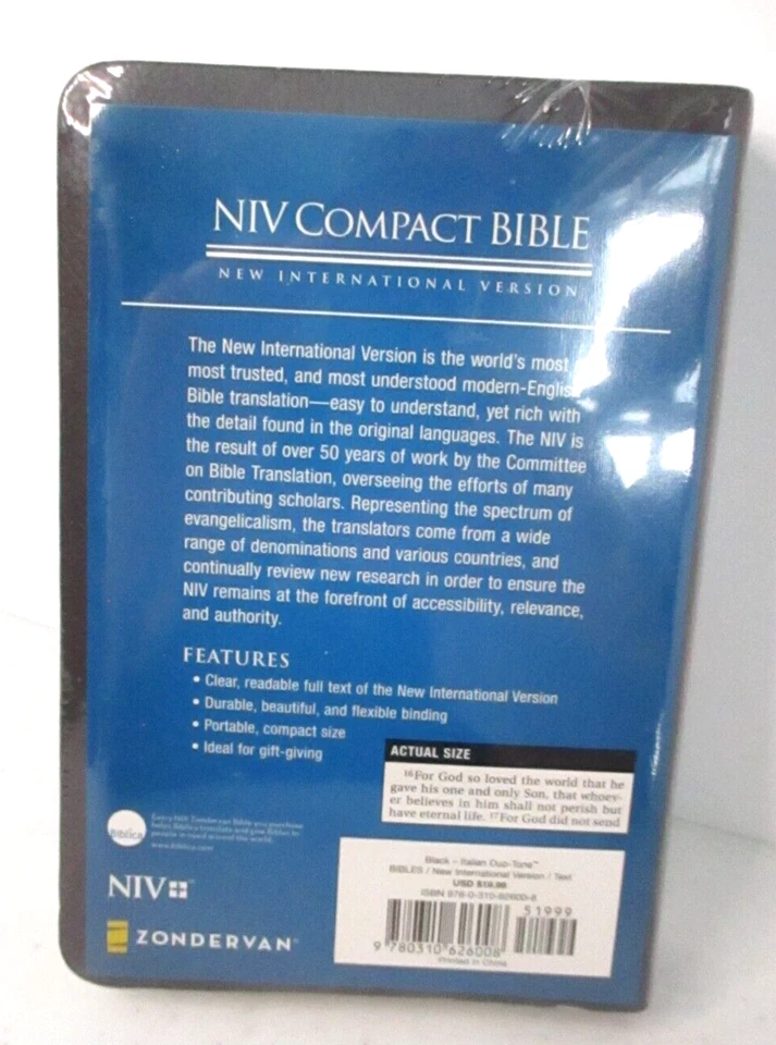 NIV Compact Holy Bible Zondervan Italian Duo 2011 International Version