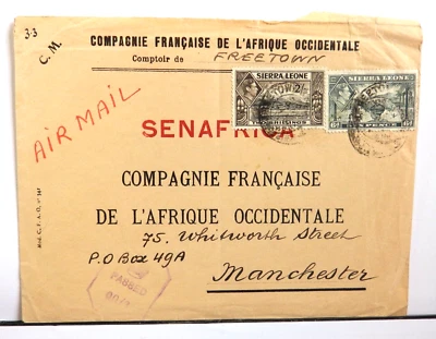 (7862-15) WORLD WAR 2 SIERRA LEONE CENSORED COVER TO MANCHESTER ENGLAND - Изображение 1 из 4