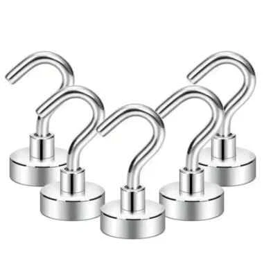 Magnetic Hooks Strong Magnet Hanger Hold Neodymium Hook Heavy Duty Set - Image 1 of 4