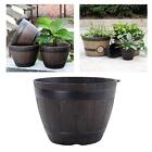 Resin Whiskey Barrel Flower Pot Round Planter Indoor Outdoor Garden Pots Whiskey