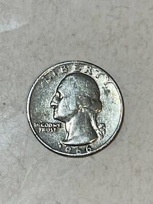 1966 Liberty Quarter Dollar US Coin No Mint Mark Rare Good Condition Mint error - Image 1 of 2