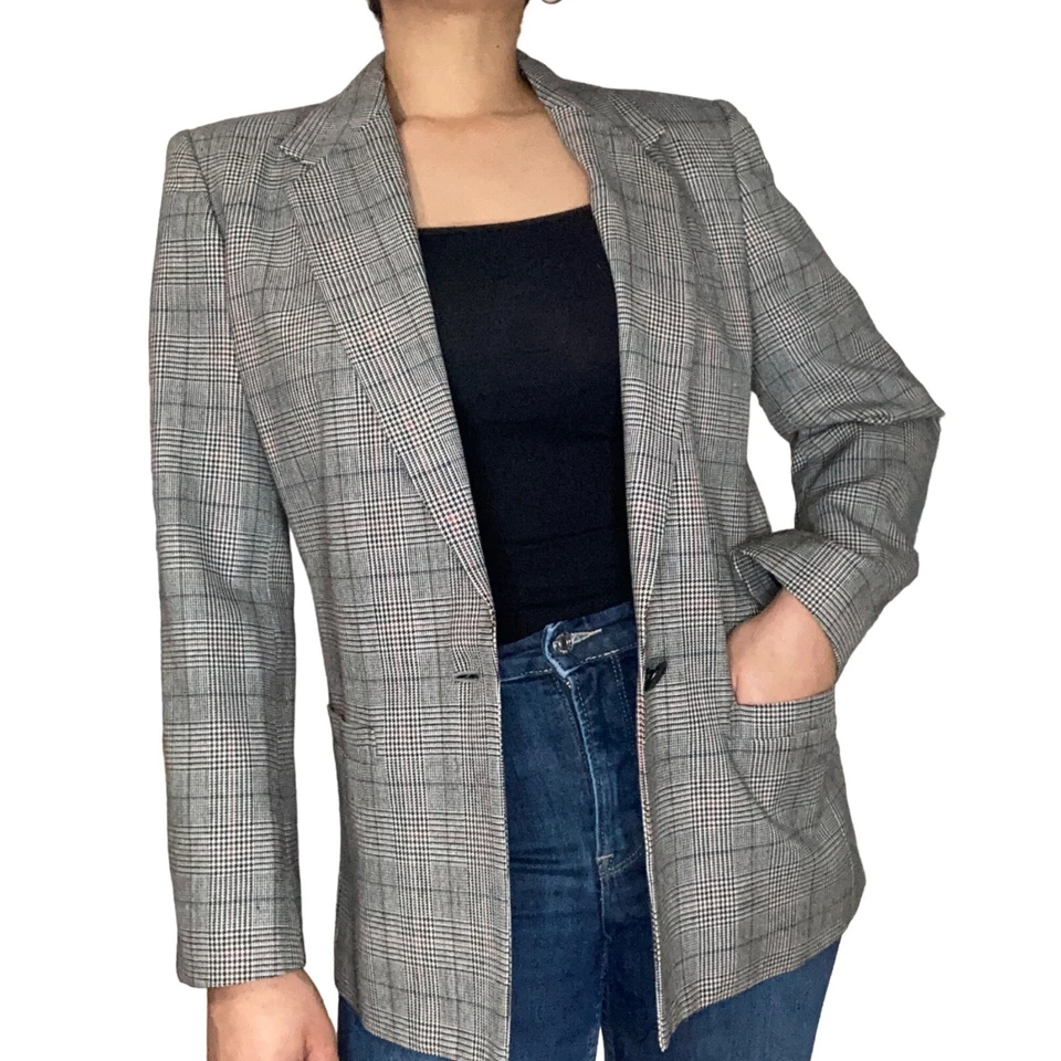 Saks Fit Avenue Mujer Blazer Gris Talla 8 M Estilo Informal Foto 1 de 4