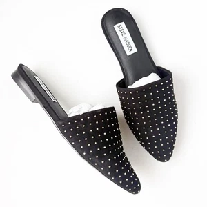Steve Madden Trace Oro Tachonado Negro Gamuza Mules Planos Slides Talla 6.5 - Imagen 1 de 4
