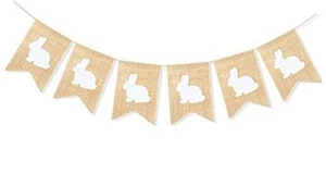 Rabbit Banner Burlap Easter Decorations Garland Bunny Bunting Home Decor for - Picture 1 of 8