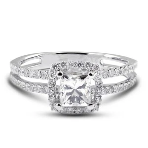 2,13 kt F-SI1 Princess Earth Mined zertifizierte Diamanten 18 kt Gold Halo Akzent Ring - Bild 1 von 10