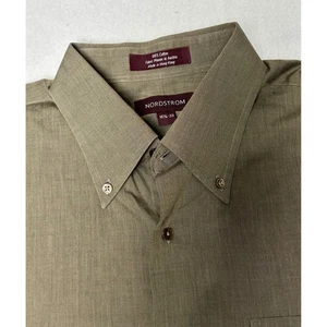 Nordstrom Menswear Button Down Shirt Long Sleeve Cotton Olive Green Size 16 1/2 - Picture 1 of 7