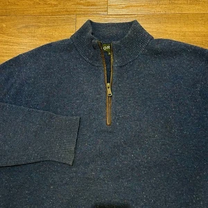 Orvis Maglione Lana Zip Quarto Pullover Uomo Taglia L Large Blu Spaccato - Foto 1 di 12