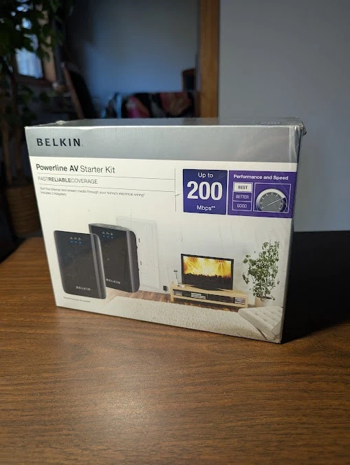 Belkin Powerline AV Starter Kit Up to 200 Mbps F5D4074 New in Shrink - Image 1 of 3