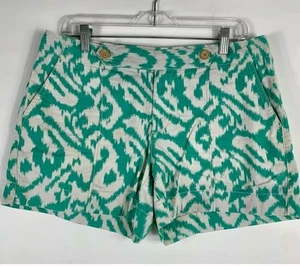 Anne Taylor Loft Aqua Green & White Cotton/Linen Shorts Size 10 - Picture 1 of 5