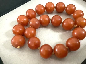 Antique natural butterscotch Amber bead necklace for restringing, 41g, 15mm-16mm - Picture 1 of 15