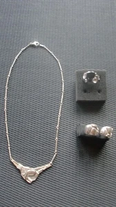 Silberschmuck  1 Kette  1 paar Silber Ohrringe von Fossil und 1 Ring geschenkt - Bild 1 von 12