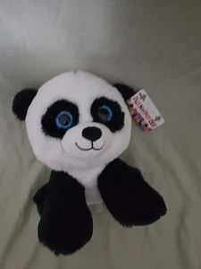10” Sitting Panda Bear Plush White Black Blue Glitter Eyes Stuffed Animal - Picture 1 of 3