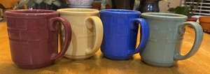 4 Longaberger Pottery Heritage 4 Colors Coffee Tea Mugs (3 Vitrified, 1 USA) - Picture 1 of 13