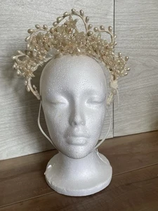 VTG 1920s Wedding Wax Crown Flowers Coastal Crown Bridal Headband Headpiece READ - Picture 1 of 24