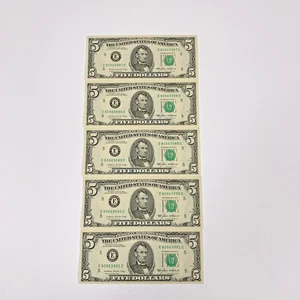 SEQUENTIAL CRISP $5 Dollar Bills 1985 SET OF 5 Collectors Notes - Picture 1 of 19