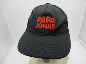 Papa Johns Hat Cap Strap Back Black Red Embroidered Logo Pizza Advertising Mens - Picture 1 of 7