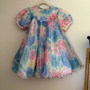 Vintage Isabella Pastel Floral Dress Girl's Watercolor Party Dress Cottagecore - Picture 1 of 9