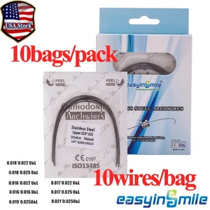 10Packs Dental Orthodontic Arch Wire Stainless Steel Wires Round Rectangular U/L - Picture 1 of 10