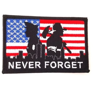USA 9-11 NEVER FORGET Embroidered Patch 3-3/4" Iron-On Wearable Pride (3113) - Picture 1 of 1
