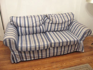 Bezug für Ikea Ektorp 2-er Sofa, blau-weiß gestreift, komplett (5-teilig) - Bild 1 von 6