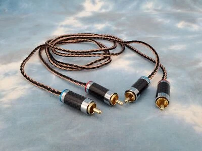 Maze Audio Litz Braided RCA Patch Interconnect Cables 1 meter Copper/Black