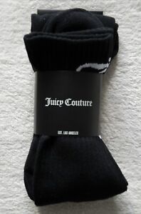 Juicy Couture 100% Cotton Black & White Logo Over Knee Socks One size