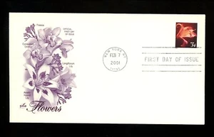 US FDC #3478-3481 Artcraft 2001 New York NY Flowers SET OF 4 Coil - Picture 1 of 8