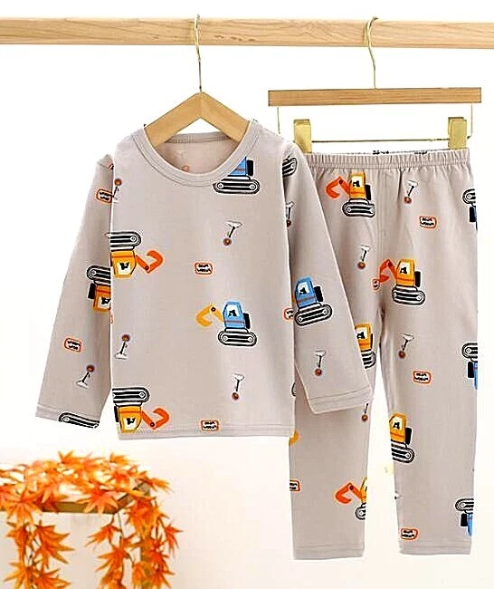 Conjunto de pijama para niños - Ropa de dormir de algodón orgánico de manga larga para niños y niñas (2-5 años) Foto 1 de 4
