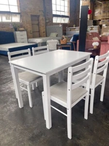 Dining Tables and Chairs Set of 5 White Particleboard MDF Priceworth - Picture 1 of 5