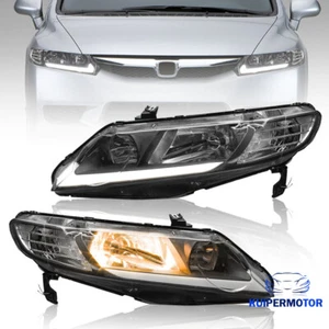 2PCS Left & Right LED DRL Headlights For 2006-2011 Honda Civic Sedan 4 -Door - Foto 1 di 11