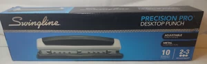 Swingline Precision Pro Desktop Hole Punch 2- 3 Hole Adjustable Puncher 10 Sheet - Picture 1 of 7