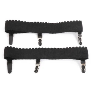 Womens Elastic Detachable Black Garter Leg Belt Straps Clips for Stockings - Picture 1 of 12