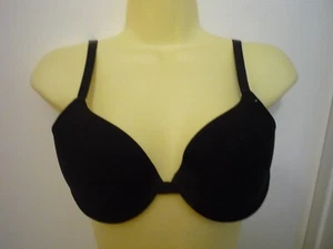 WACOAL BRA-SZ 32C-BLACK- UNDERWIRE-PUSH UP-LIGHT PADDING-2 HOOKS-SMOOTH CUPS - Picture 1 of 5