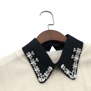 Women Ladies Crystal Rhinestone Detachable Fake Collar Lapel Tops Shirt Choker - Bild 1 von 4
