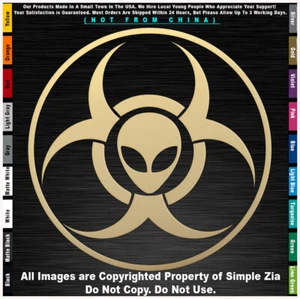 - Aliens Bio Hazard Round UFO Roswell Space area 51 sticker decal - Picture 1 of 12