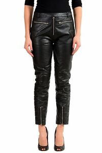 Maison Margiela MM6 Women's 100% Leather Black  Casual Pants US S IT 40