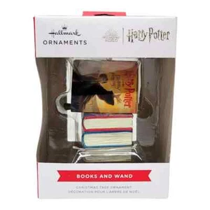 Hallmark Ornaments Wizarding World Harry Potter Books And Wand NEW - Picture 1 of 2