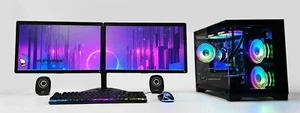 Gaming PC bundle Liquid Cooling 2x24" i7-8700 RTX 5060 Ti 1TB 32 GB Windows 11 - Picture 1 of 6