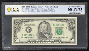 FR. 2125-D* 1993 $50 *STAR* FRN CLEVELAND, OH PCGS BANKNOTE GEM UNC-68PPQ (G) - Picture 1 of 2