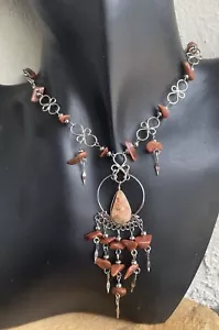 Peruvian Semi-precious Leopardite Stone Necklace Alpaca Silver Handmade Peru - Picture 1 of 4