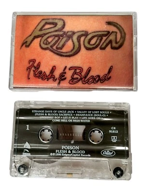 Poison Flesh and Blood Cassette Tape 80's Hair Band Music Glam Metal Hard Rock - Image 1 of 3